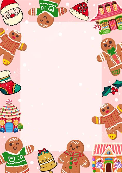 Edible Border Christmas Gingerbread Man Candy House Page Border Background Word Template And ...