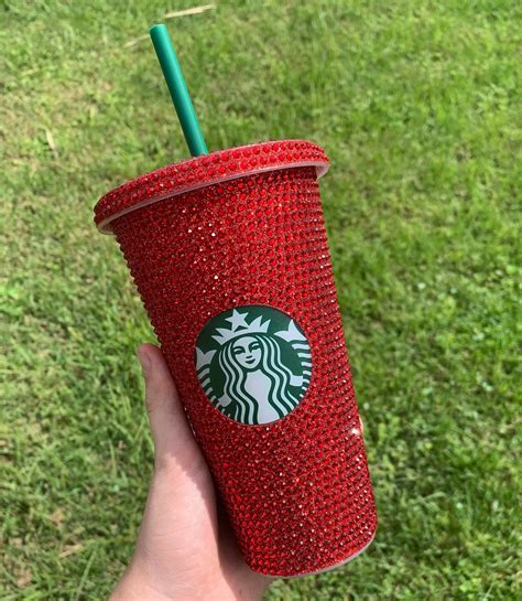 Red Rhinestone Starbucks 24 Oz Reusable Cold Cup Starbucks - Etsy