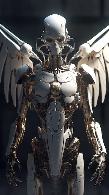 Premium AI Image | A robot with wings and wings with a halo around the ...