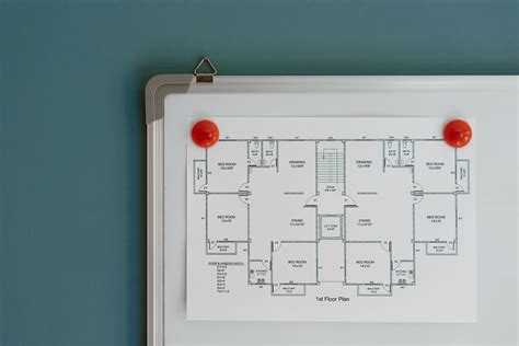 Floor plan hanging on whiteboard · Free Stock Photo