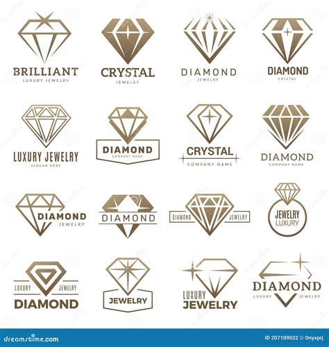 Diamond Logo. Stylizes Gemstones Royal Luxury Symbols with Jewellery ...