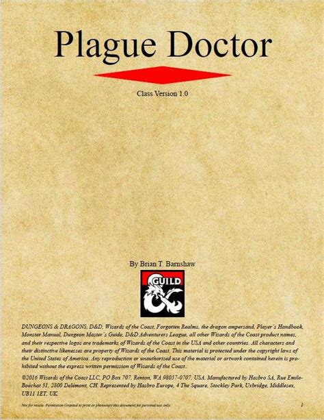 Plague Doctor Class (D&D 5e) - Dungeon Masters Guild | Dungeon Masters ...