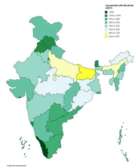 India : Households with Electricity (2017) | India map, Map, World map