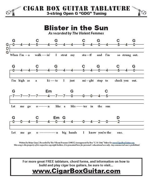 Blister in the Sun by the Violent Femmes - 3-string Open G GDG - Chords ...