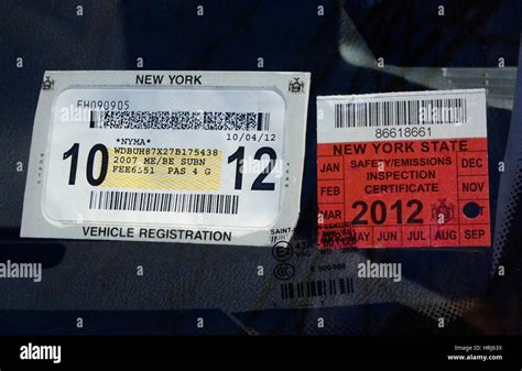 Vehicle Registration and Inspection Stickers Stock Photo - Alamy