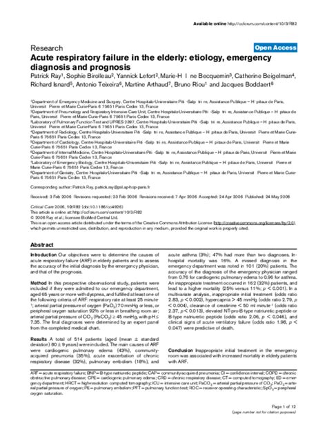 (PDF) Acute respiratory failure in the elderly: etiology, emergency diagnosis and prognosis ...