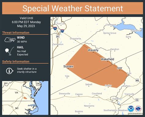 NWS Wakefield on Twitter: "A special weather statement has been issued for Waverly VA, Wakefield ...