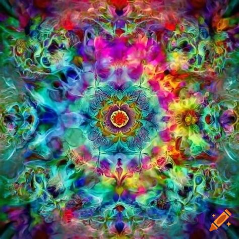 Smoke mandala with psychedelic colors