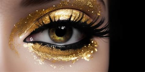 Premium AI Image | A gold eye makeup with gold glitter on the eyes