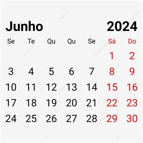 2024년 6월 포르투갈어 달력 벡터, 2024년 6월 포르투갈어 달력, 2024년 6월 월간 포르투갈어 달력 벡터, 2024년 ...