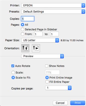 Selecting Basic Print Settings - Mac