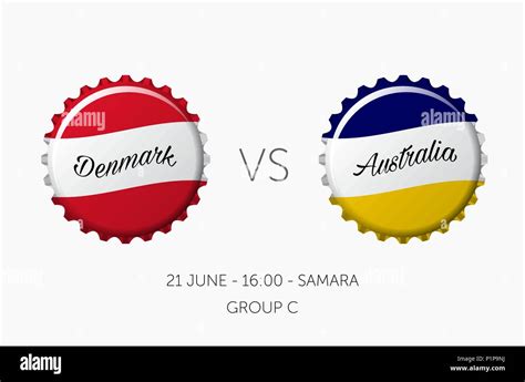 Soccer championship - Denmark VS Australia - 21 June Stock Vector Image ...