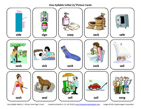 Testy yet trying: Initial S: Free Speech Therapy Articulation Picture ...