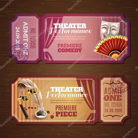 Theatre Tickets Banners Set — Stock Vector © macrovector #93124460