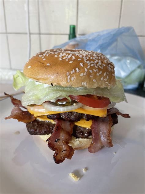 homemade double whopper with cheese and bacon… 🤩🙌 : r/burgers