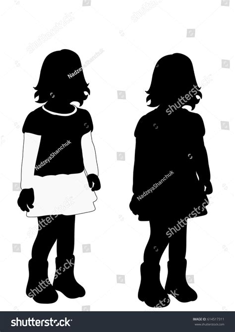 Black White Silhouette Child Vector Illustration Stock Vector (Royalty ...