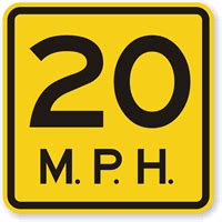 Speed Limit 20 MPH Sign , SKU: X-W13-1-20