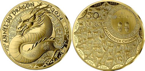 50 Euro DRAGON Lunar Year Gold Coin 50€ Euro France 2024 Proof | MA-Shops