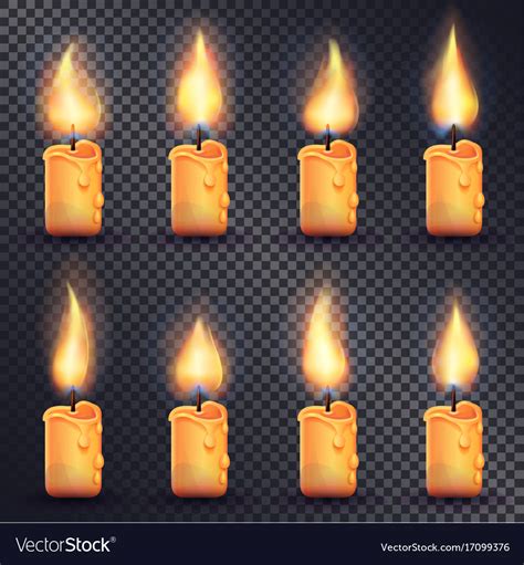 Candles fire animation on transparent background Vector Image