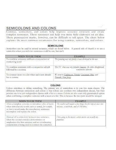 Semicolon - 70+ Examples, Functions, How to Use, PDF