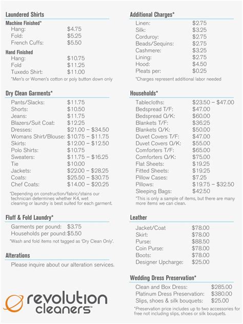 Pricing List - Alterations Cost Sheet - 2139x2701 PNG Download - PNGkit