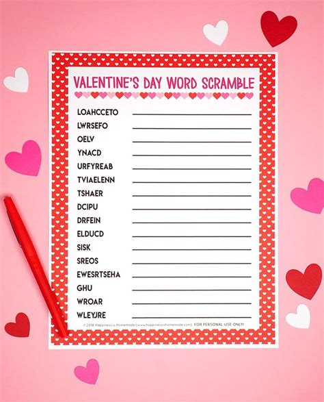 This printable Valentine's Day Word Scramble game is a ton of fun! It's the perfect Valentine ...