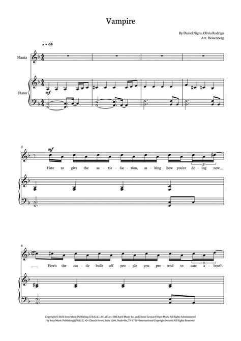 Vampire by Olivia Rodrigo - Flute Solo - Digital Sheet Music | Sheet ...