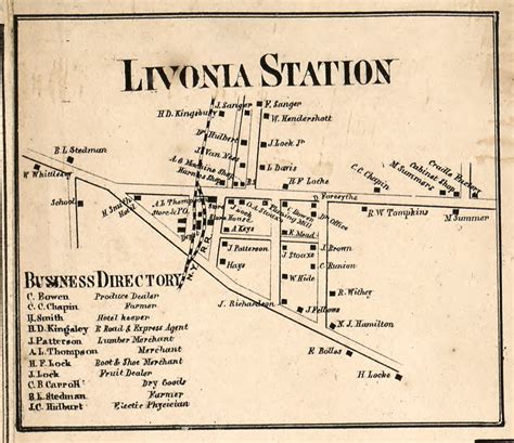 Livonia Station, New York 1858 Old Town Map Custom Print - Livingston ...