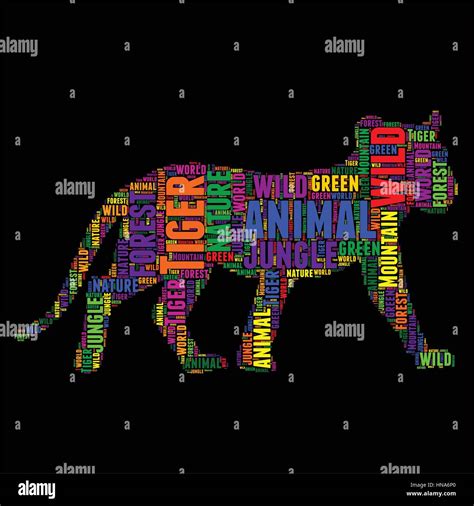 Tiger Typography word cloud colorful Vector illustration Stock Vector ...