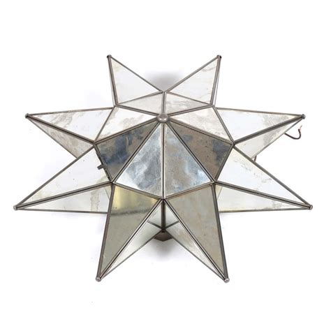 Moravian Star Mercury Glass Star Flush Mount Light Fixture | EBTH