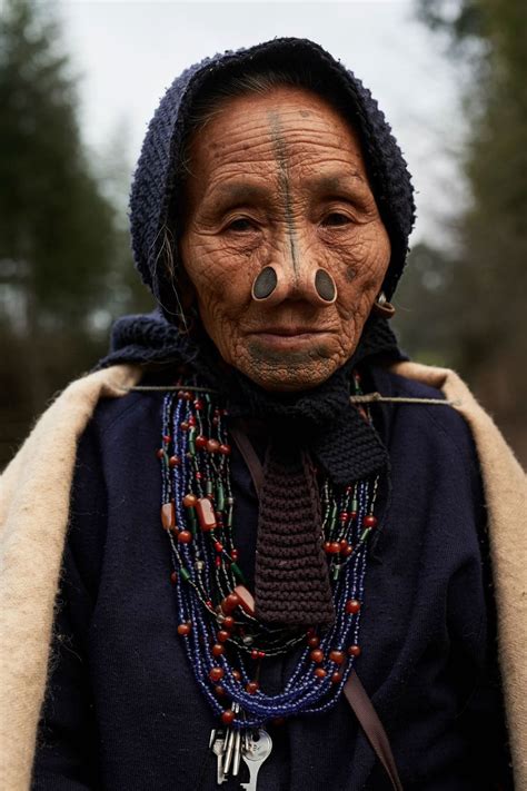 Few of the last women from the Apatani tribe who have traditional body ...