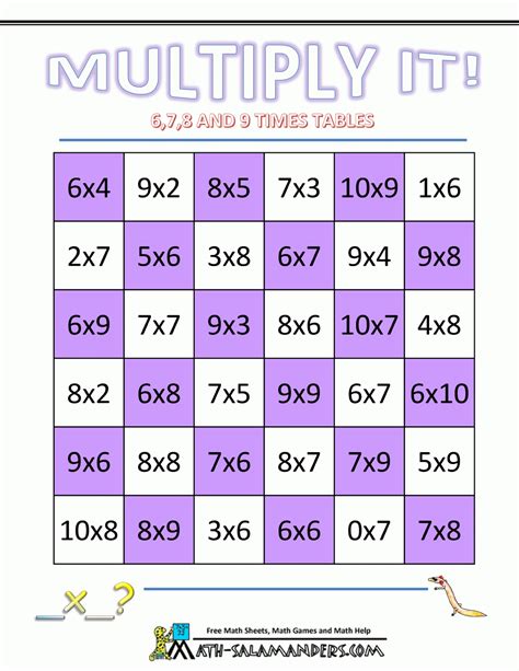 Printable Multiplication Games – PrintableMultiplication.com