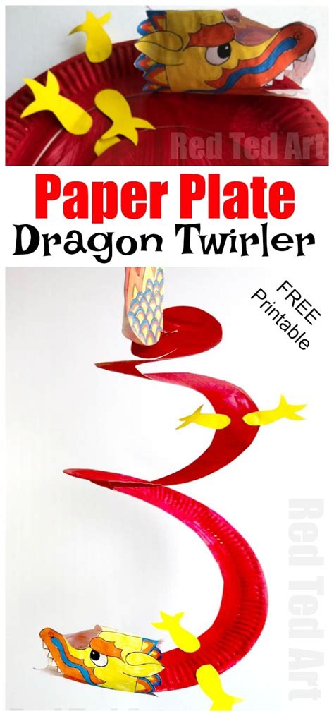 Easy Paper Plate Dragon Twirler (Free Printable) - Chinese New Year 2022