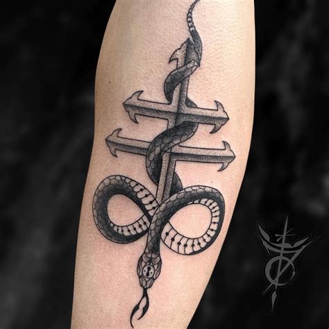 Tattoo uploaded by Hammersmith Tattoo London • Neo Traditional Snake and Leviathan Cross Tattoo ...