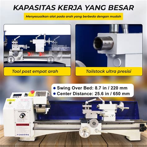 VEVOR Mesin Bubut Mini Lathe Bench DC Brushless Direct Drive Spindle - MX-S650 - White/Blue ...