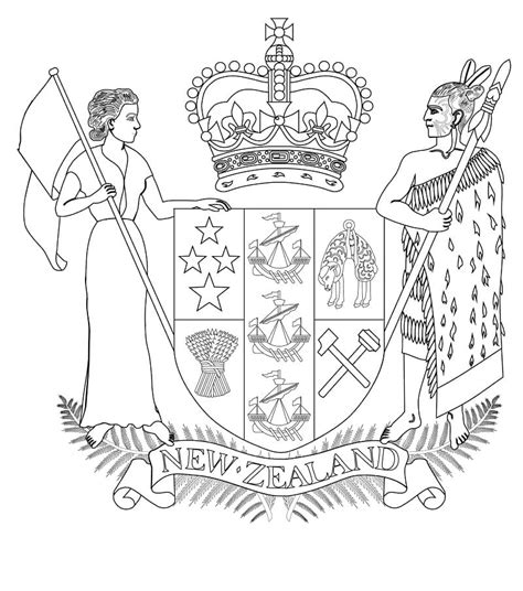 New Zealand Coat of Arms Coloring Pages - Coloring Cool