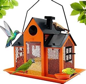 Solar Bird Feeders House for Outside Hanging, Metal Wild Bird Feeder for Outdoors, Large ...