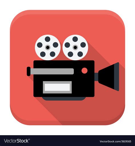 Movie camera flat app icon with long shadow Vector Image