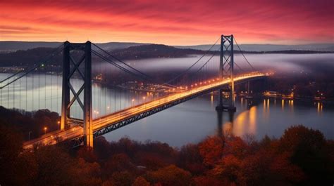 Premium AI Image | Bear Mountain Bridge at sunrise long exposure Bear ...