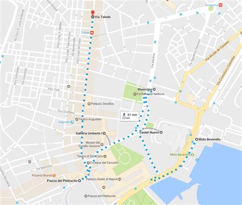 Naples walking map - Naples walking tour map (Campania - Italy)