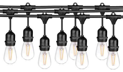 LEDPAX LED Outdoor Waterproof String Lights, 15 Sockets, Edison Bulbs, 48' - Industrial ...
