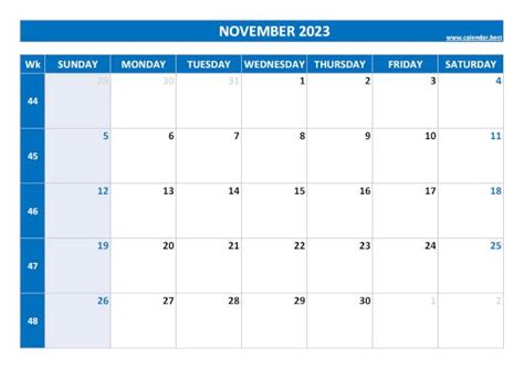 November 2023 calendar -Calendar.best