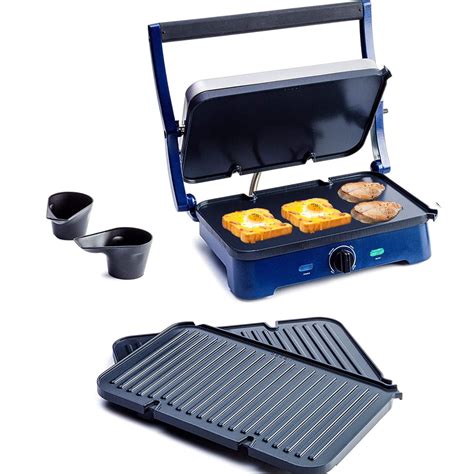 Ceramic Electric Griddle Nonstick - Contact Griddle with Waffle Plates (Blue) - Walmart.com