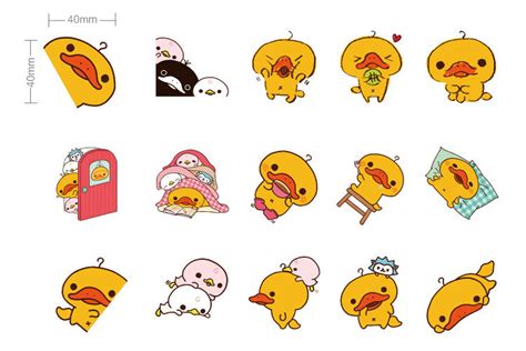 45 pcs Yellow Duck Stickers Kawaii sticker Sticker flakes | Etsy