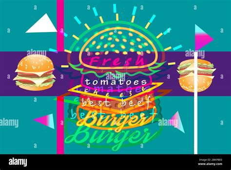 Illustration vector poster with Burger pop art on a bright background Stock Vector Image & Art ...