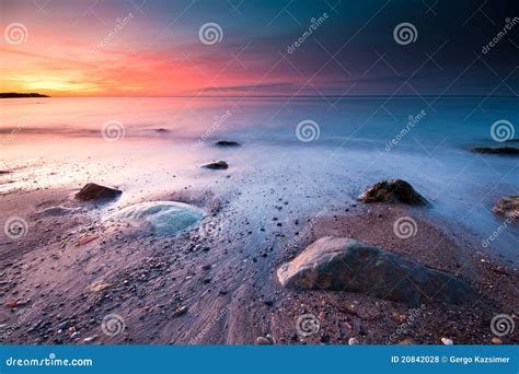 Sunrise on the beach. stock photo. Image of color, scene - 20842028