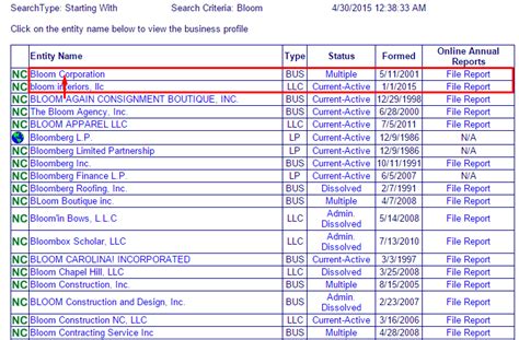 North Carolina Business Entity And Corporation Search - NC Secretary Of State (SOS)