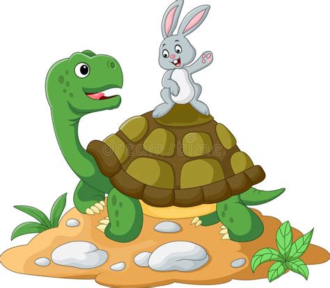 Cartoon turtle and rabbit stock vector. Illustration of slow - 72173708