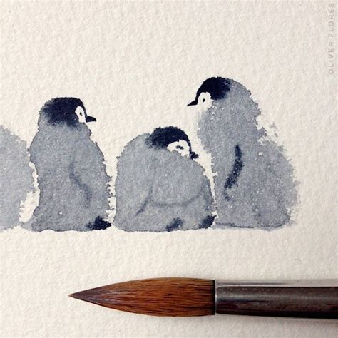 Cute Penguins Watercolor – Mexican illustrator, Oliver Flores | Penguin watercolor, Watercolor ...