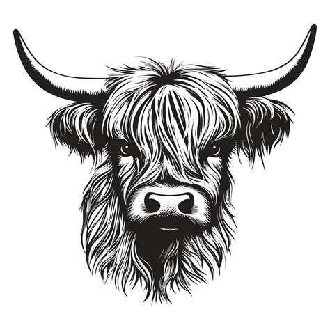 Beautiful Highland Cow Silhouette - 25070135 PNG